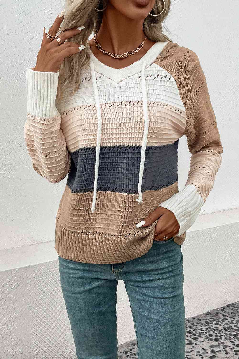 Swiss Coffee Hooded Sweater - Cheeky Chic Boutique