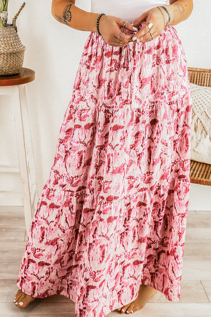 Printed Smocked Waist Maxi Skirt - Cheeky Chic Boutique