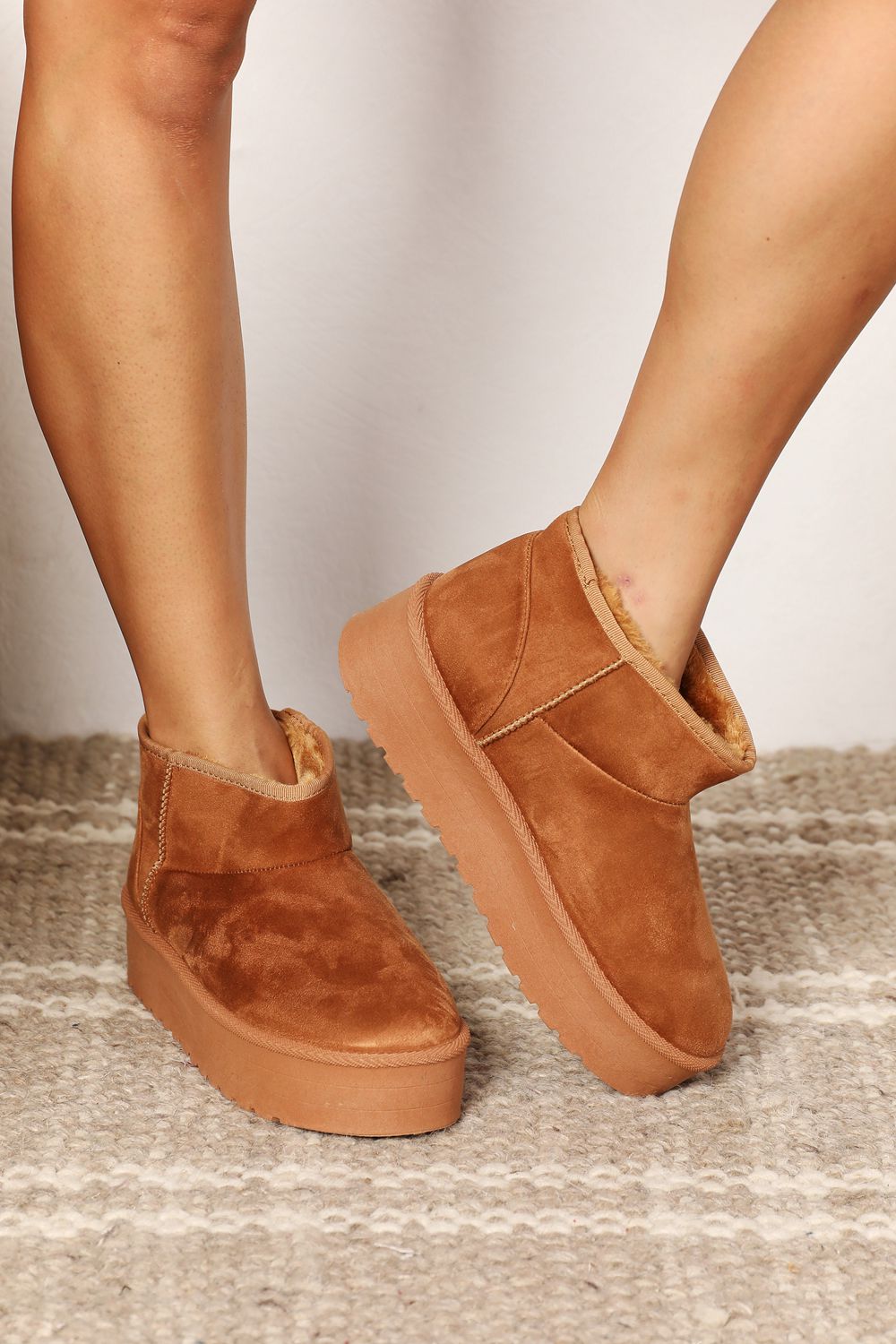 Hold Me Closer Camel Platform Mini Boots - Cheeky Chic Boutique