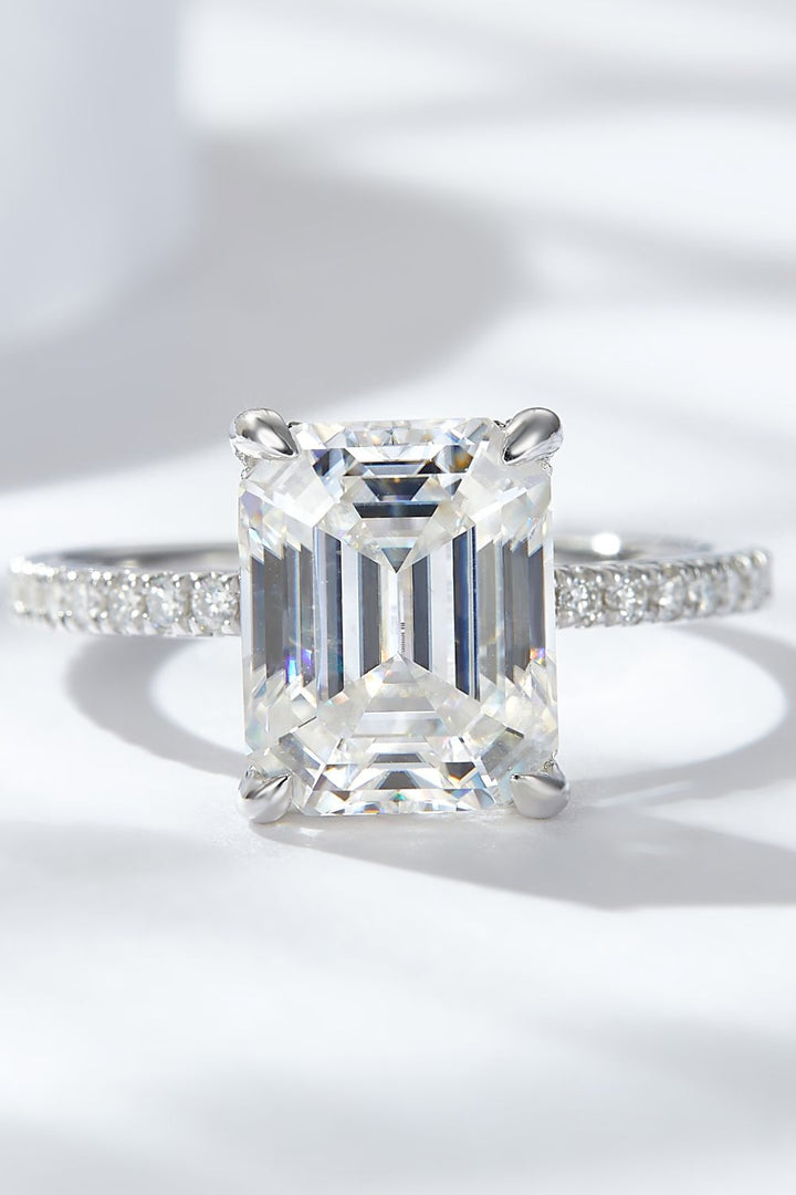 Emerald Cut 4 Carat Moissanite Side Stone Ring - Cheeky Chic Boutique