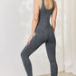 Zenana Ribbed V-Neck Sleeveless Jumpsuit - Cheeky Chic Boutique