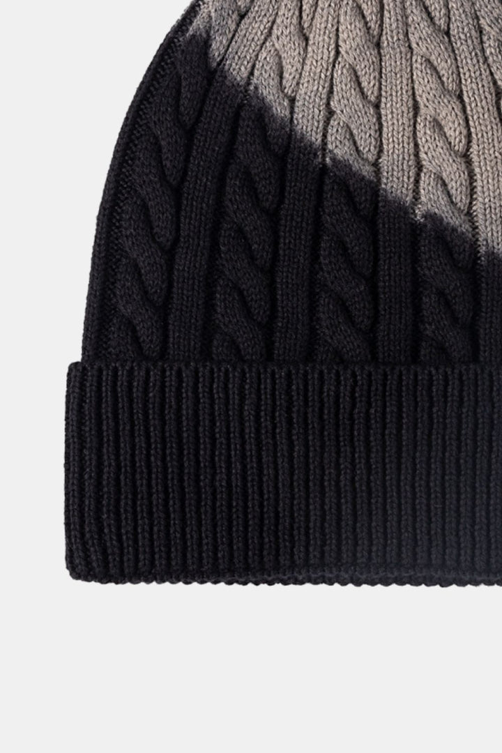 Contrast Tie-Dye Cable-Knit Cuffed Beanie - Cheeky Chic Boutique
