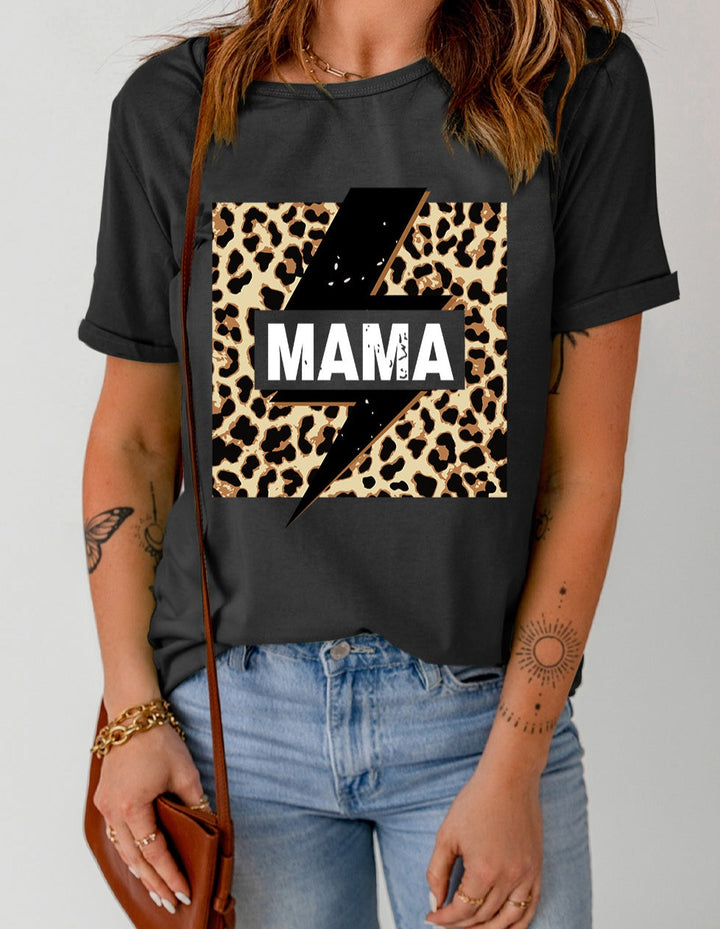 MAMA Leopard Lightning Graphic Tee Shirt - Cheeky Chic Boutique