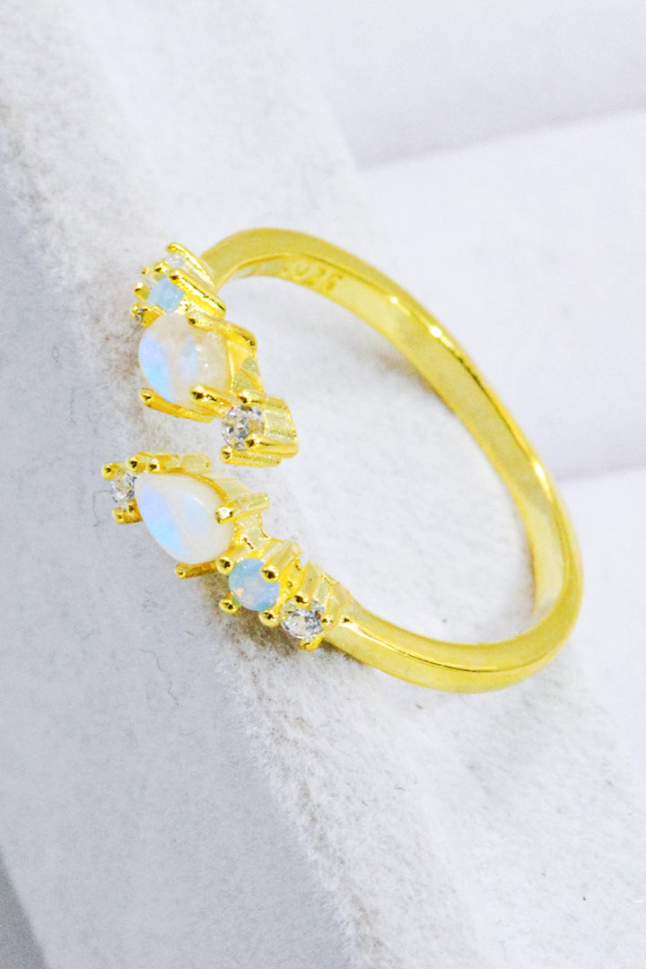 Natural Moonstone and Zircon Open Ring - Cheeky Chic Boutique