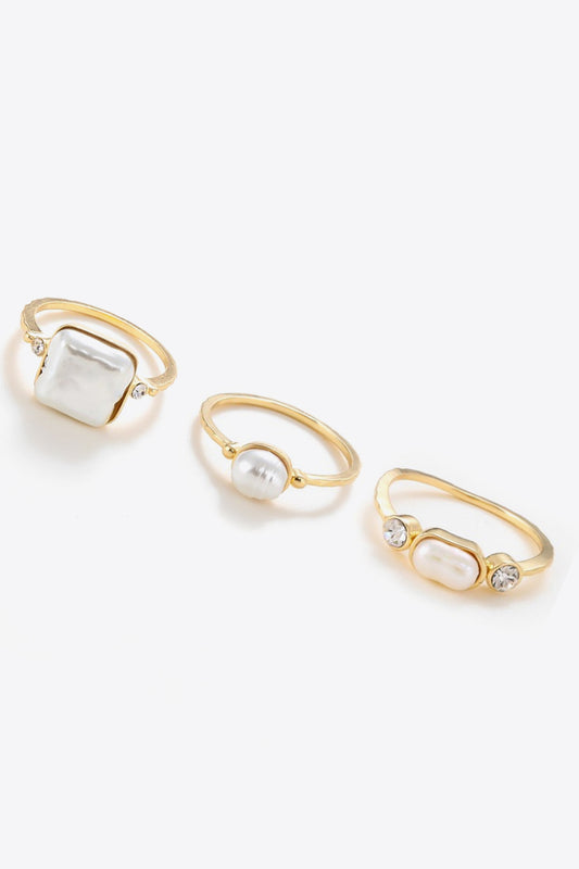Pearl 18K Gold-Plated Ring Set - Cheeky Chic Boutique