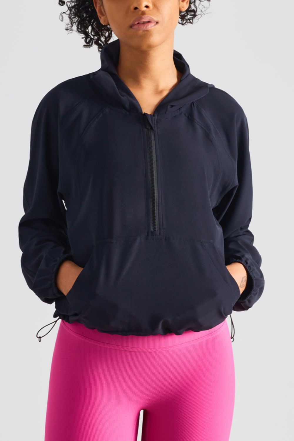 Half-Zip Hooded Sports Top - Cheeky Chic Boutique