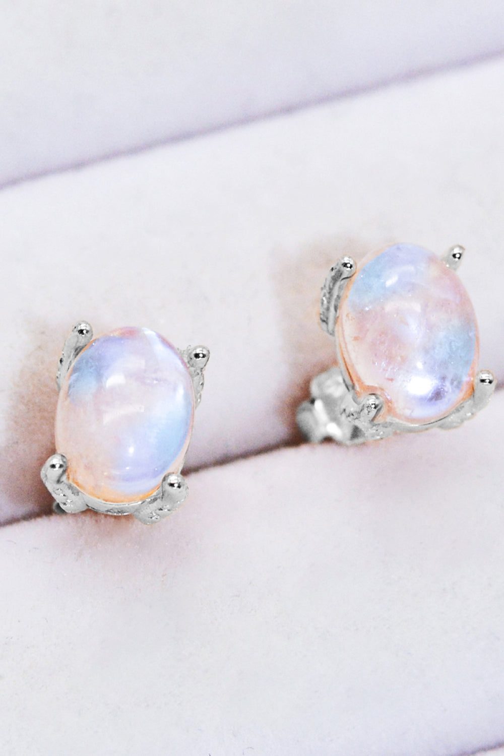 Natural Moonstone 4-Prong Stud Earrings - Cheeky Chic Boutique