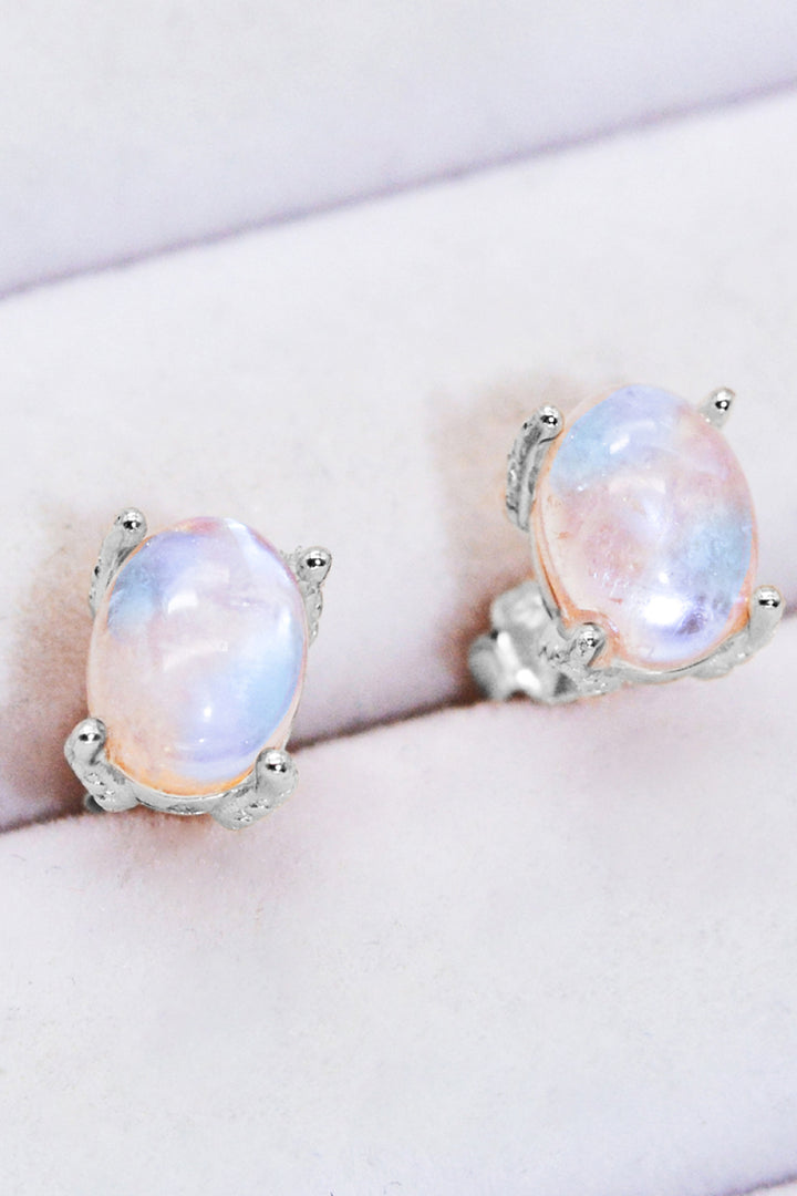 Natural Moonstone 4-Prong Stud Earrings - Cheeky Chic Boutique