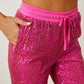 Sequin Drawstring Pants with Pockets - Cheeky Chic Boutique