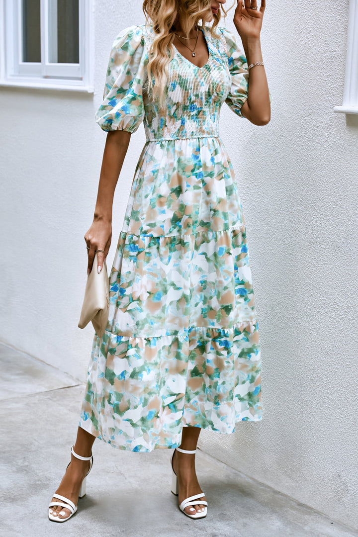 Watercolor Falls Midi Dress - Cheeky Chic Boutique
