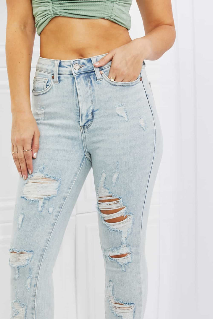 Judy Blue Tiana Full Size High Waisted Distressed Skinny Jeans - Cheeky Chic Boutique
