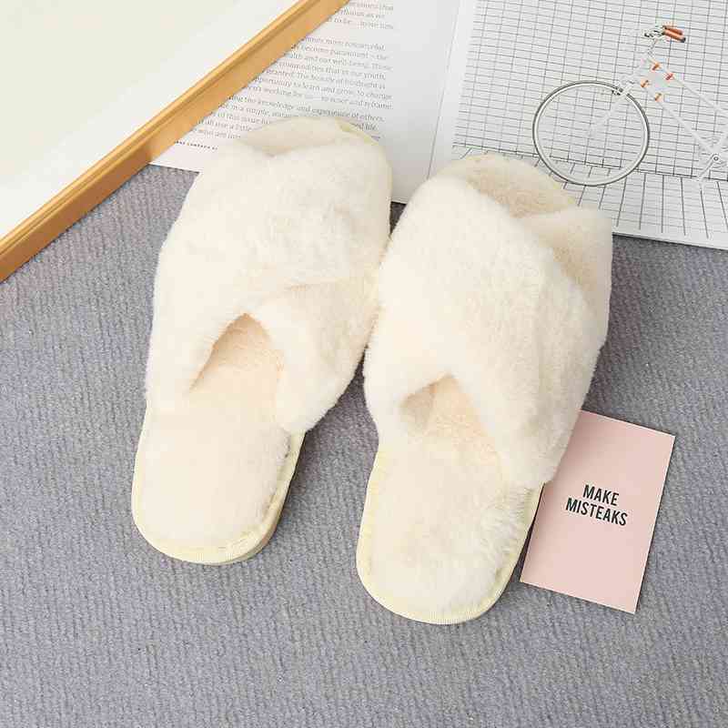 Come on Over Faux Fur Slippers - Cheeky Chic Boutique