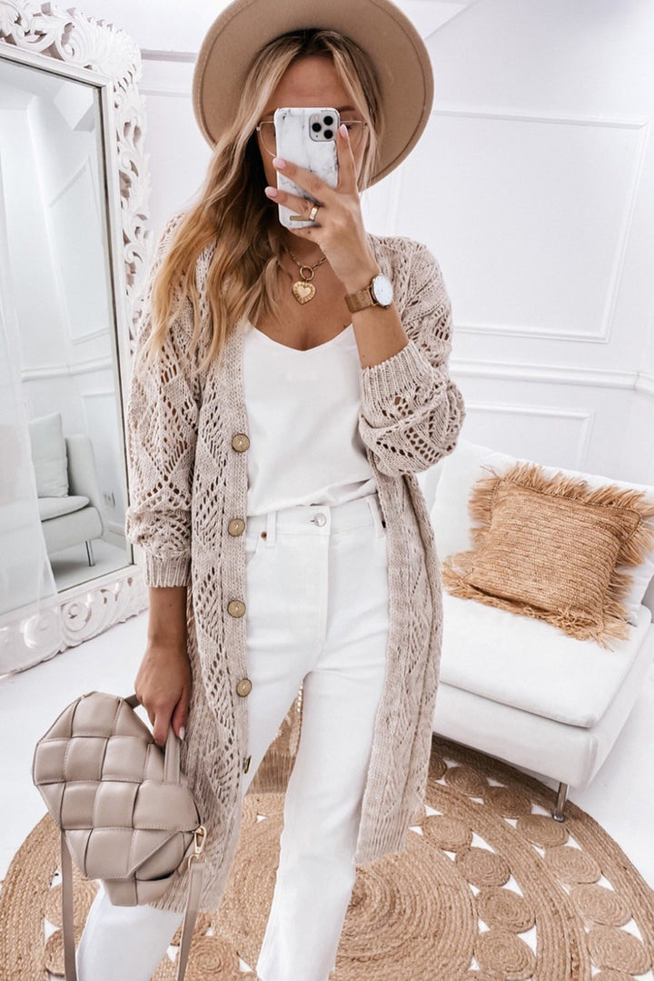 V-Neck Long Sleeve Cardigan - Cheeky Chic Boutique
