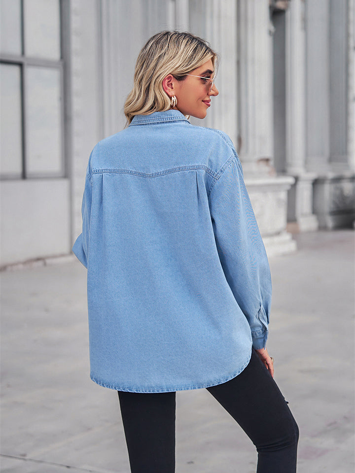 Saturday Night Denim Shirt - Cheeky Chic Boutique