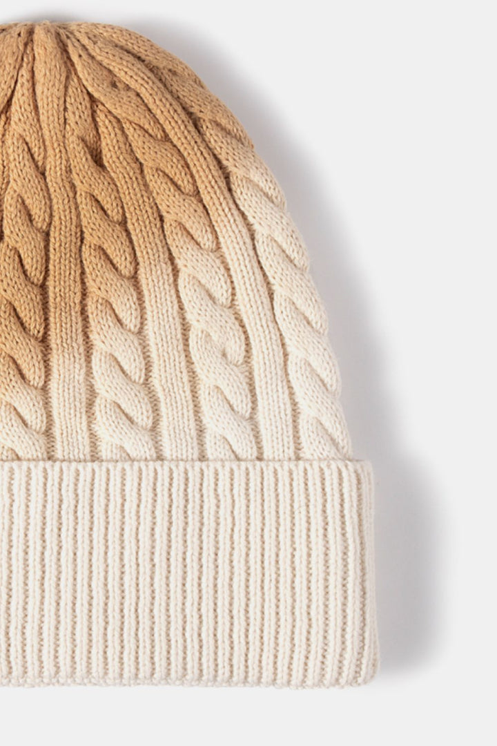 Contrast Tie-Dye Cable-Knit Cuffed Beanie - Cheeky Chic Boutique