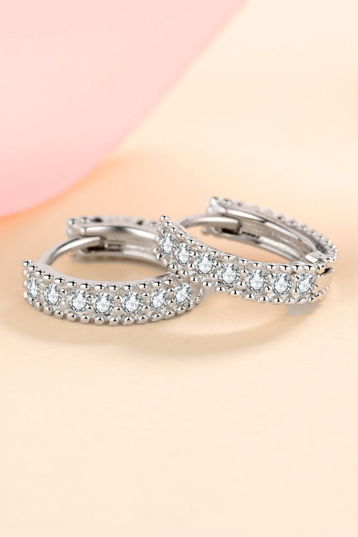 925 Sterling Silver Inlaid Moissanite Huggie Earrings - Cheeky Chic Boutique
