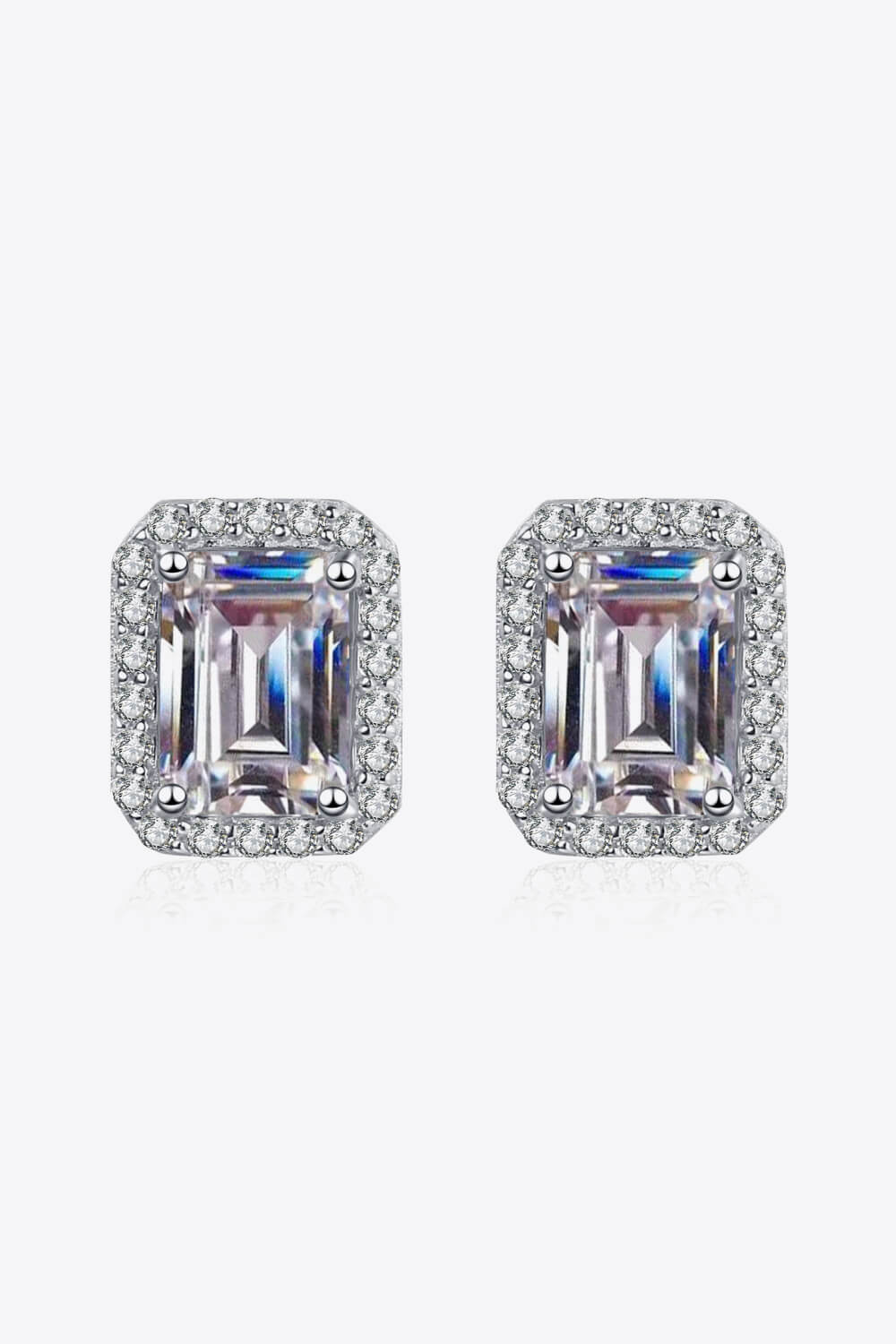 1 Carat Moissanite Rhodium-Plated Square Stud Earrings - Cheeky Chic Boutique
