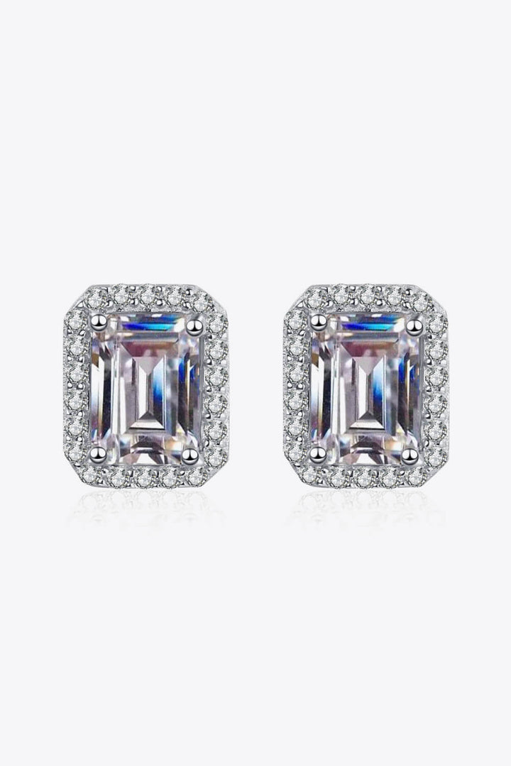 1 Carat Moissanite Rhodium-Plated Square Stud Earrings - Cheeky Chic Boutique