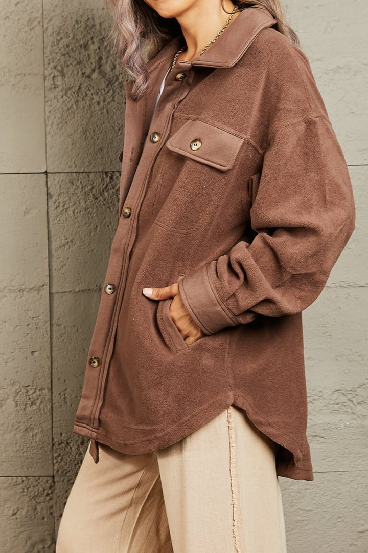 Cozy Girl Coffee Shacket - Cheeky Chic Boutique