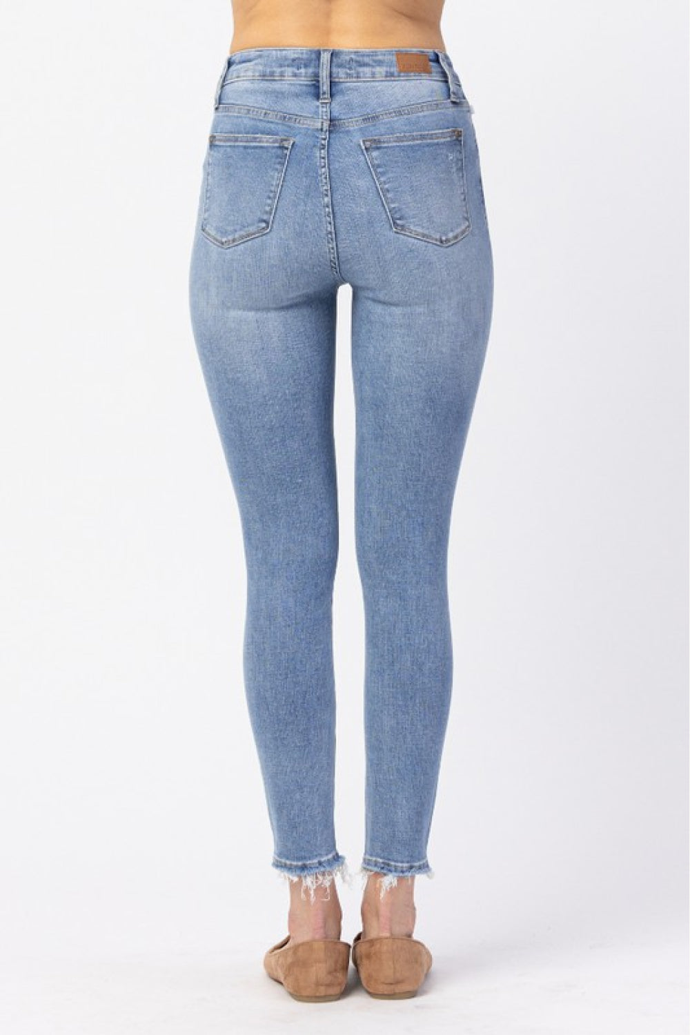 Judy Blue Full Size Button Fly Raw Hem Jeans - Cheeky Chic Boutique