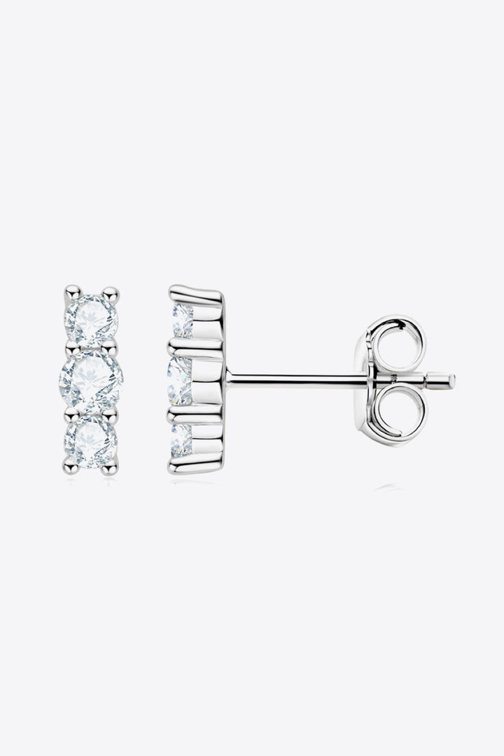 Heartbeat Rhythm 925 Sterling Silver Moissanite Stud Earrings - Cheeky Chic Boutique