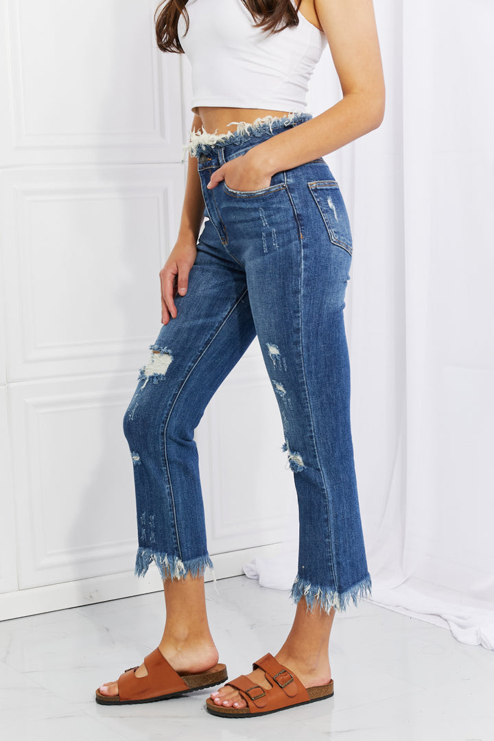 RISEN Full Size Undone Chic Straight Leg Jeans - Cheeky Chic Boutique
