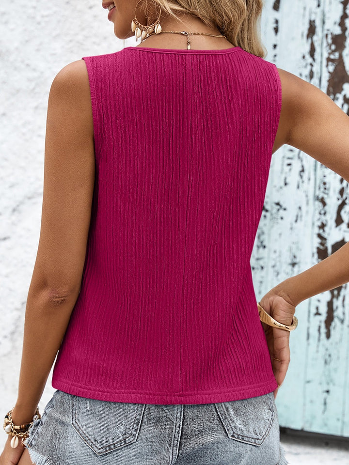 Textured V-Neck Tank Top - Cheeky Chic Boutique