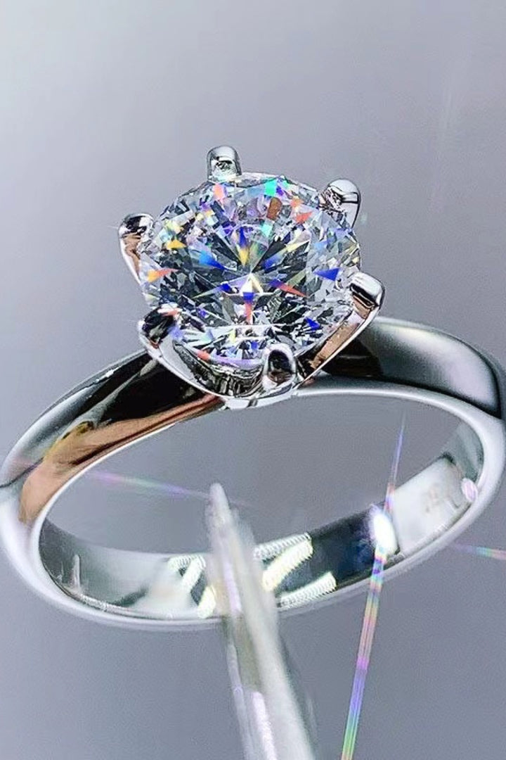 925 Sterling Silver 3 Carat Moissanite 6-Prong Ring - Cheeky Chic Boutique