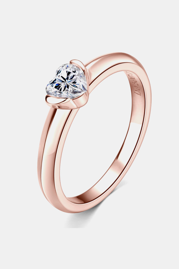 Rory Moissanite 925 Heart Solitaire Ring - Cheeky Chic Boutique