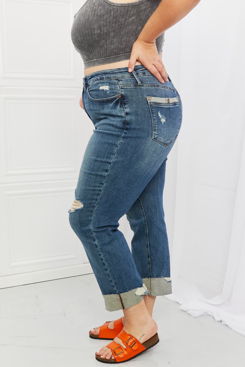Judy Blue Michelle Full Size Straight Dad Jeans - Cheeky Chic Boutique