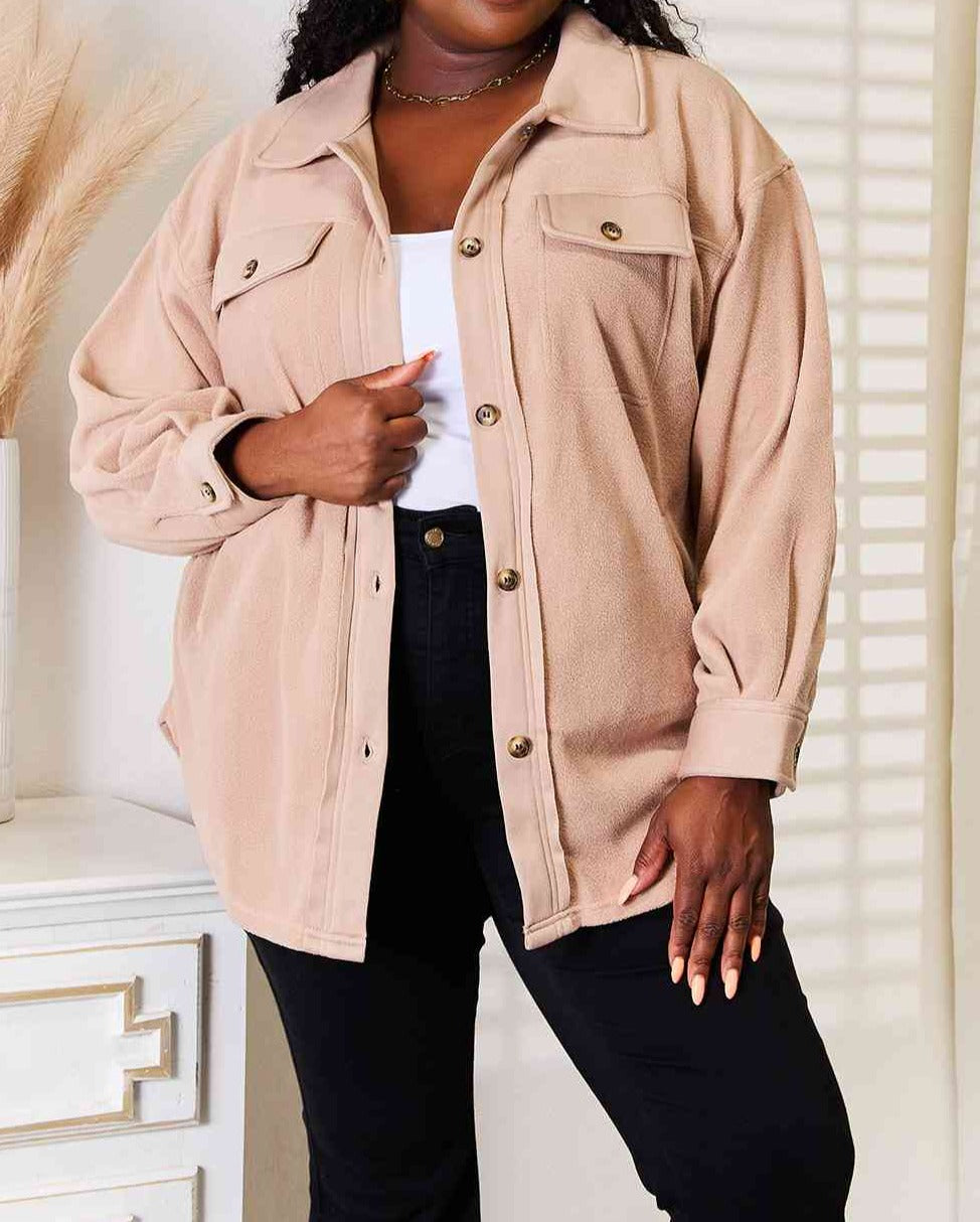 Cozy Girl Light Apricot Shacket - Cheeky Chic Boutique
