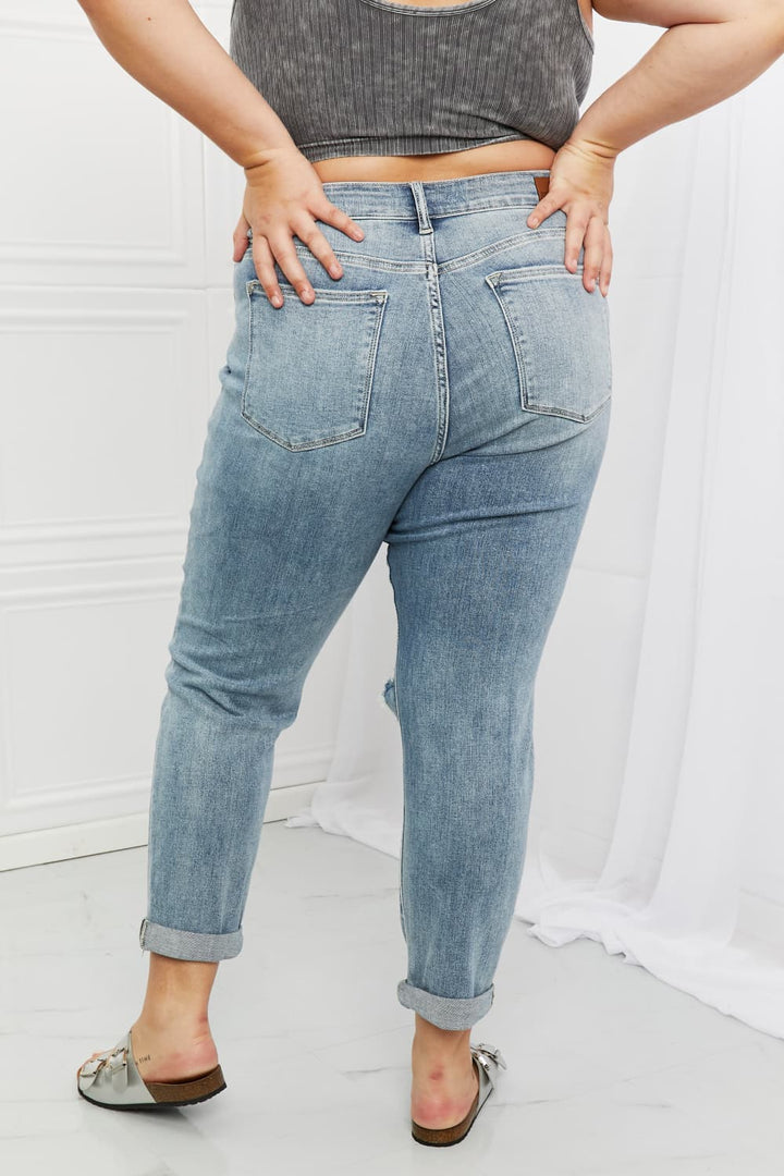 Judy Blue Malia Full Size Mid Rise Boyfriend Jeans - Cheeky Chic Boutique