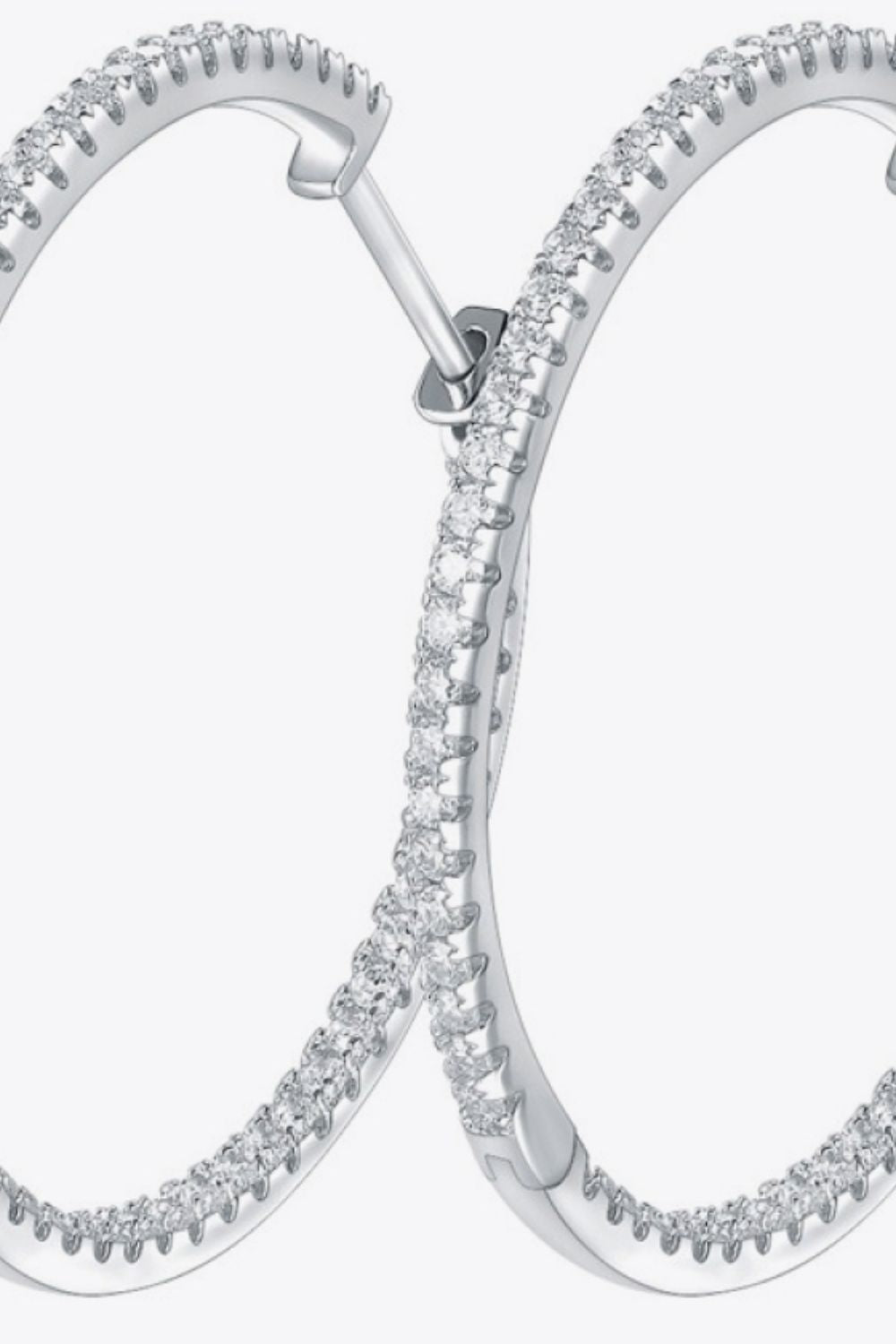 Inlaid Moissanite 925 Sterling Silver Hoop Earrings - Cheeky Chic Boutique