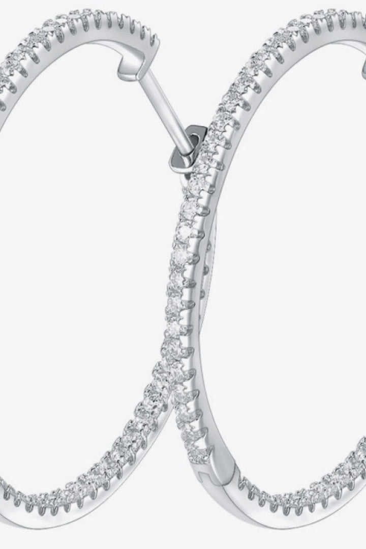 Inlaid Moissanite 925 Sterling Silver Hoop Earrings - Cheeky Chic Boutique