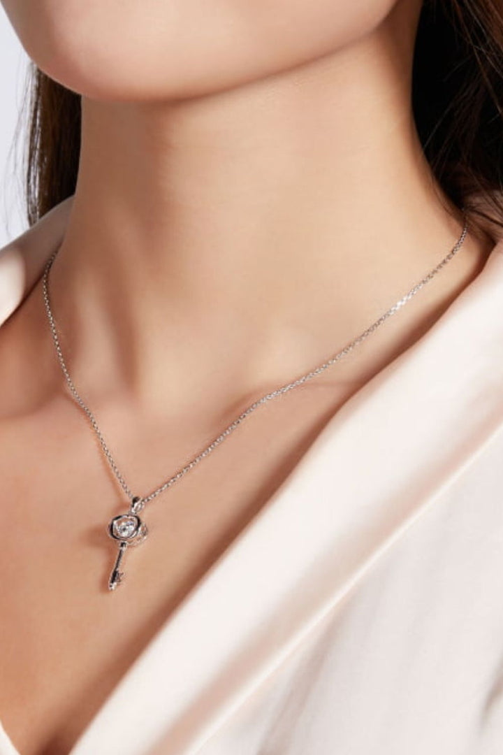 Bella Moissanite Key Pendant Necklace - Cheeky Chic Boutique