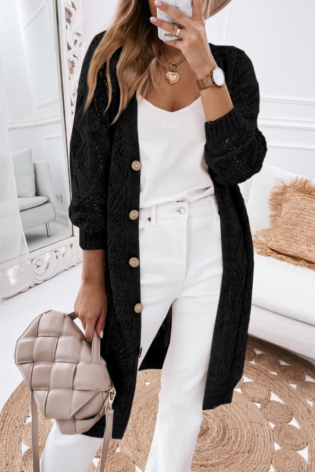 V-Neck Long Sleeve Cardigan - Cheeky Chic Boutique