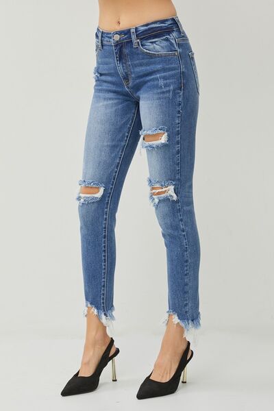 In A Moment RISEN Distressed Slim Jeans - Cheeky Chic Boutique
