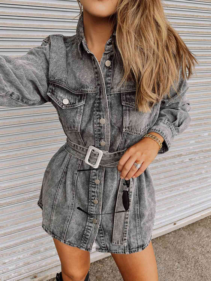 Met Someone New Last Night Denim Dress - Cheeky Chic Boutique