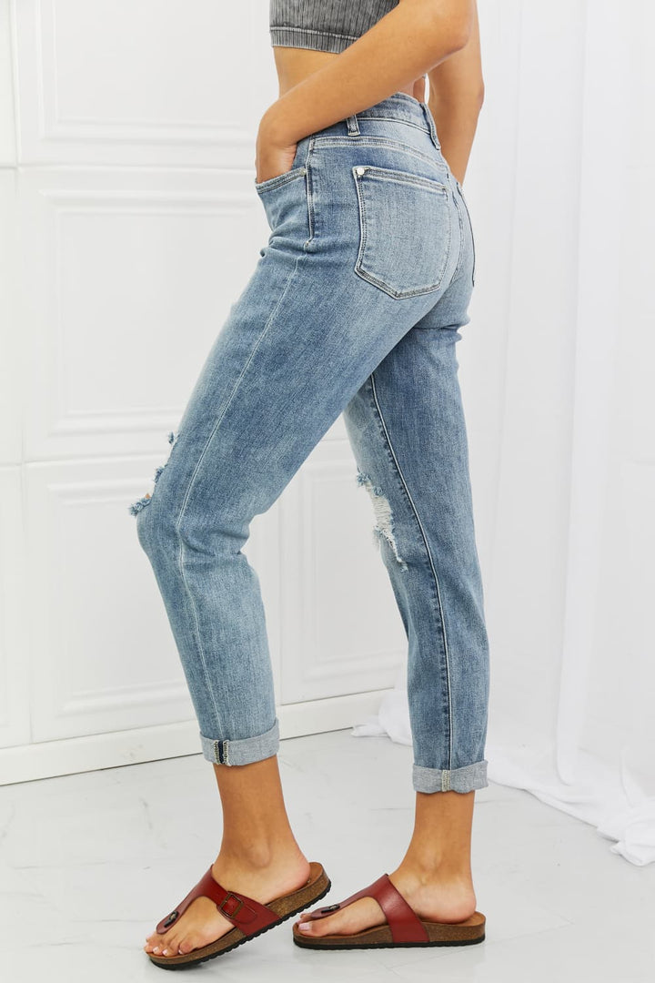 Judy Blue Malia Full Size Mid Rise Boyfriend Jeans - Cheeky Chic Boutique