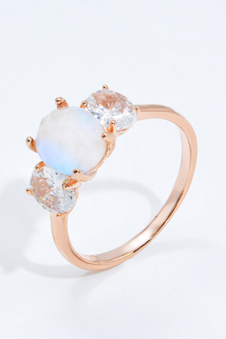 Natural Moonstone and Zircon Ring - Cheeky Chic Boutique