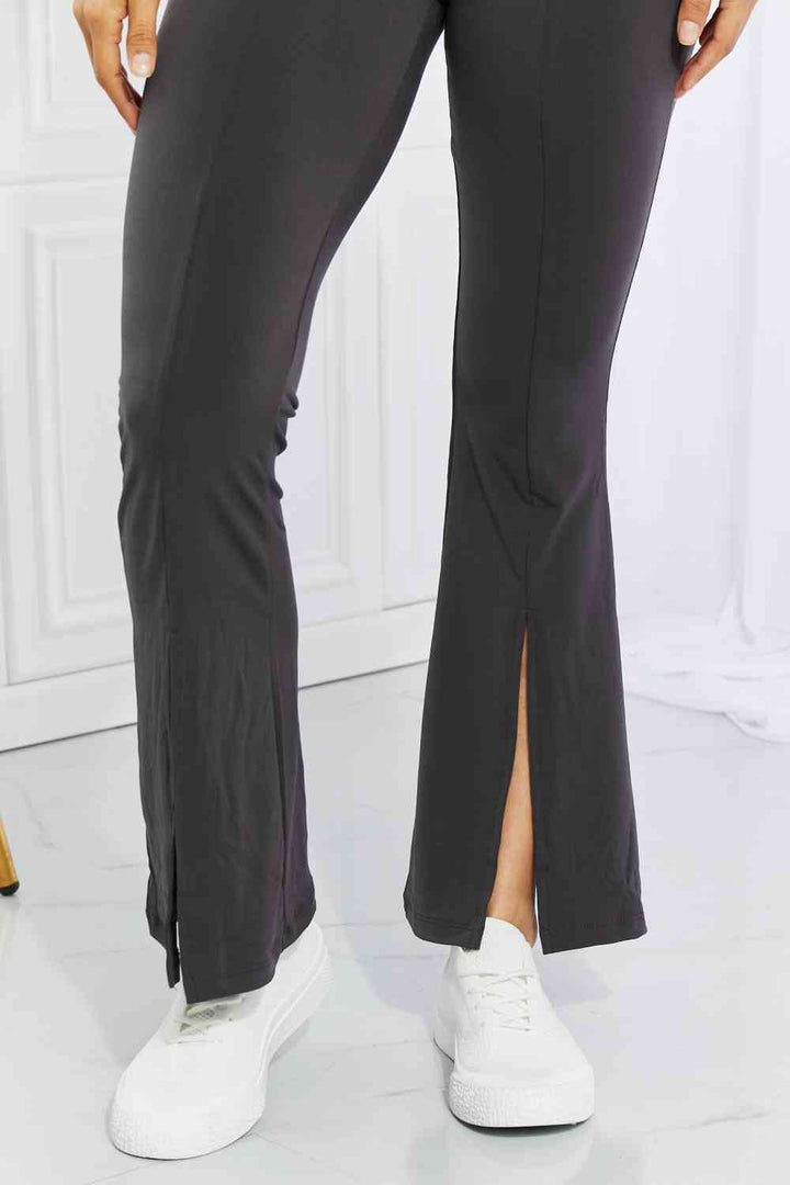 Zenana Full Size First Class High Rise Slit Flare Pants - Cheeky Chic Boutique