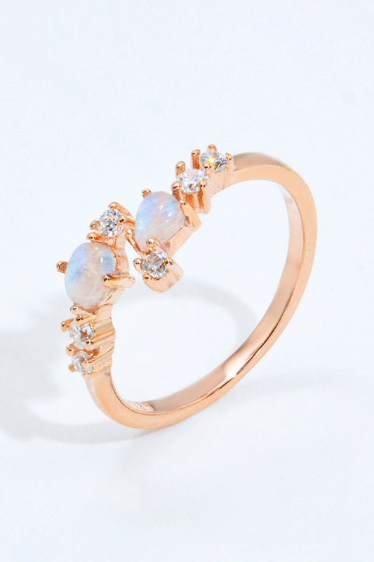 Natural Moonstone and Zircon Open Ring - Cheeky Chic Boutique