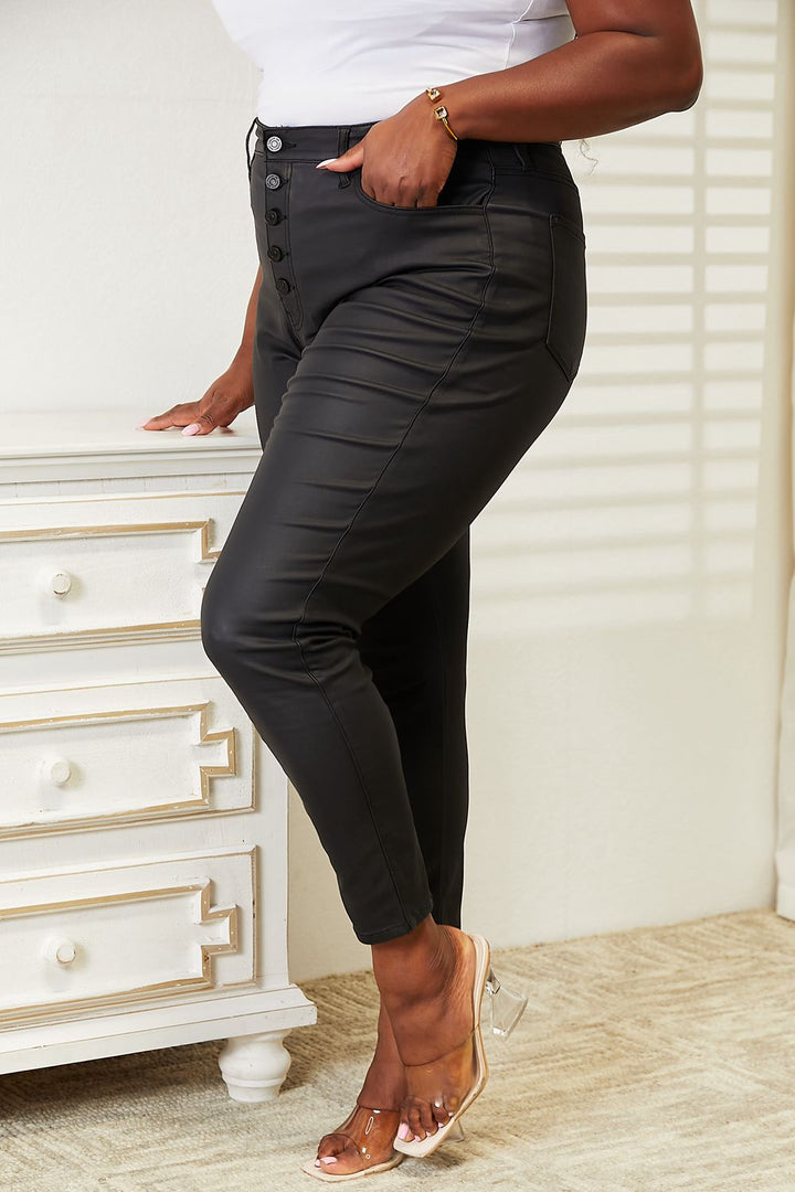 Kancan Sandra Black Coated Skinny Jeans - Cheeky Chic Boutique