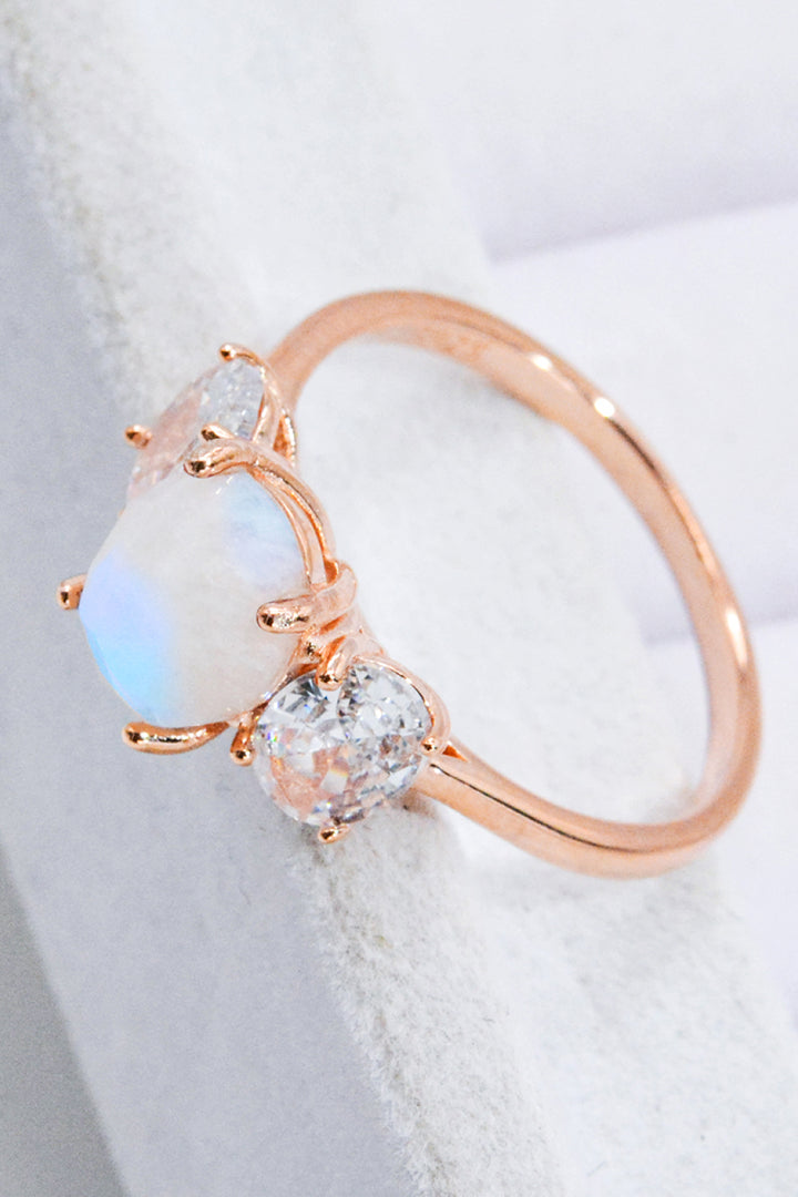 Natural Moonstone and Zircon Ring - Cheeky Chic Boutique