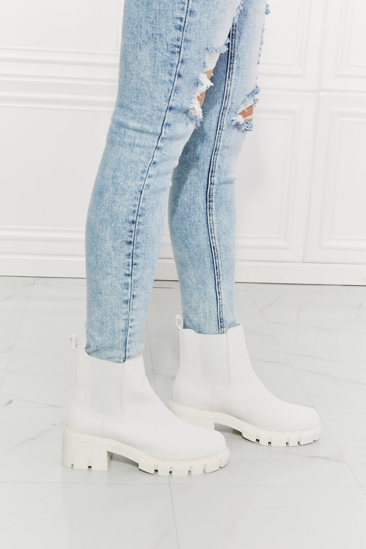 MMShoes Work For It Matte Lug Sole Chelsea Boots in White - Cheeky Chic Boutique