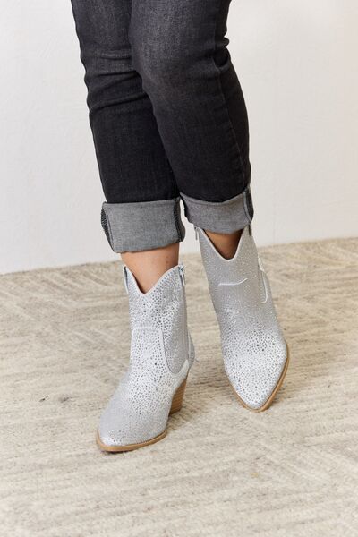 Have it All Silver Rhinestone Booties - Cheeky Chic Boutique