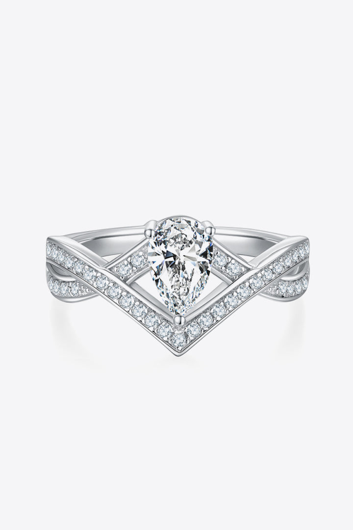 1 Carat Moissanite Teardrop 925 Sterling Silver Ring - Cheeky Chic Boutique