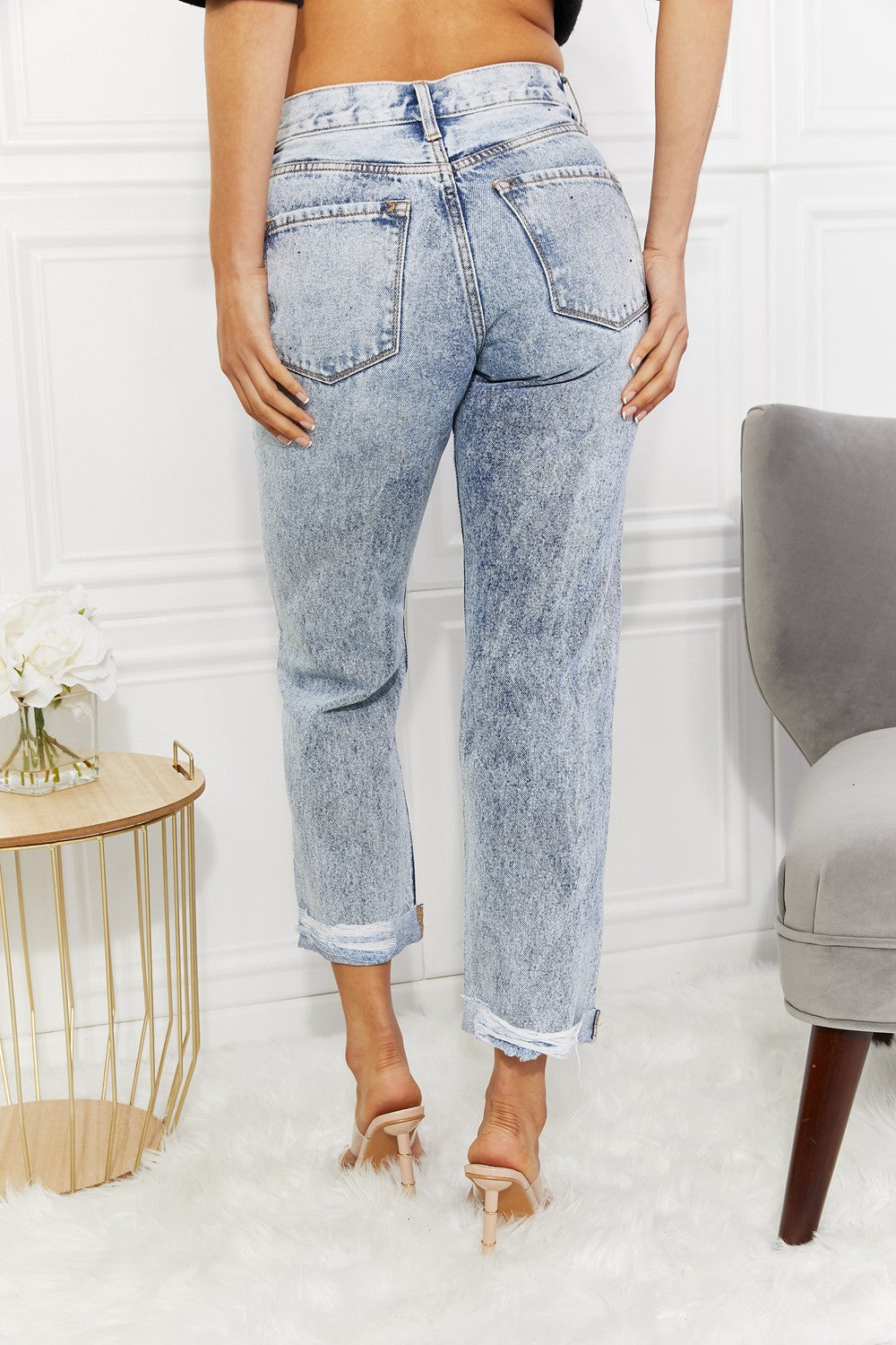 Kancan Kendra High Rise Distressed Straight Jeans - Cheeky Chic Boutique