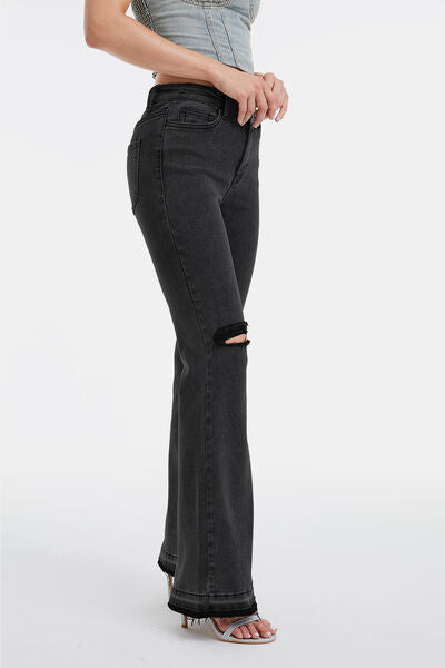 Black Out BAYEAS Distressed Flare Jeans - Cheeky Chic Boutique