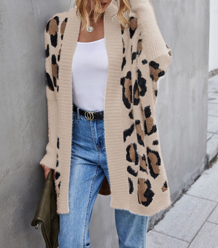 Leopard Pattern Fuzzy Cardigan - Cheeky Chic Boutique